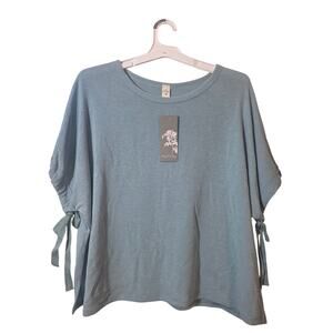 Light Blue Tie-Sleeve Relaxed Fit Top